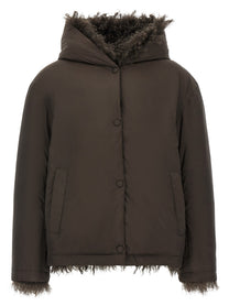 Yves Salomon Army Reversible Fur Down Jacket Brown