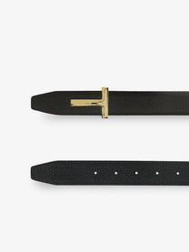 Tom Ford Men's Reversible Hammered Leather Belt Black