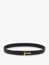 Tom Ford Men's Reversible Hammered Leather Belt Black