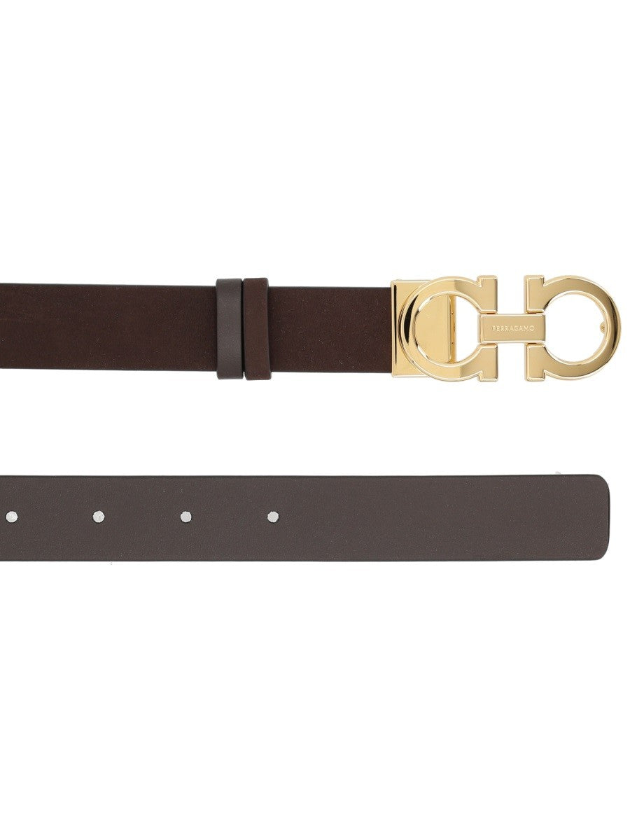Ferragamo Women's Reversible Hooks Belt Brown