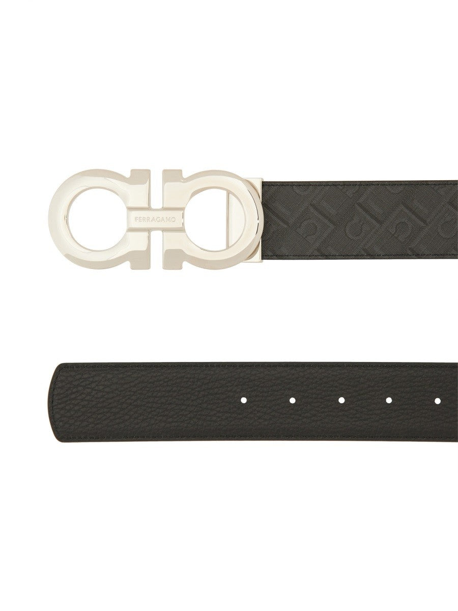 Ferragamo Men's Reversible Hooks Belt Black