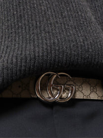 Gucci Men's Reversible Leather and Supreme GG Fabric Belt Brown