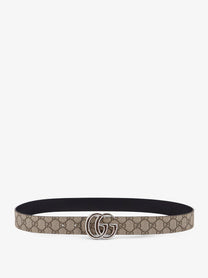 Gucci Men's Reversible Leather and Supreme GG Fabric Belt Brown
