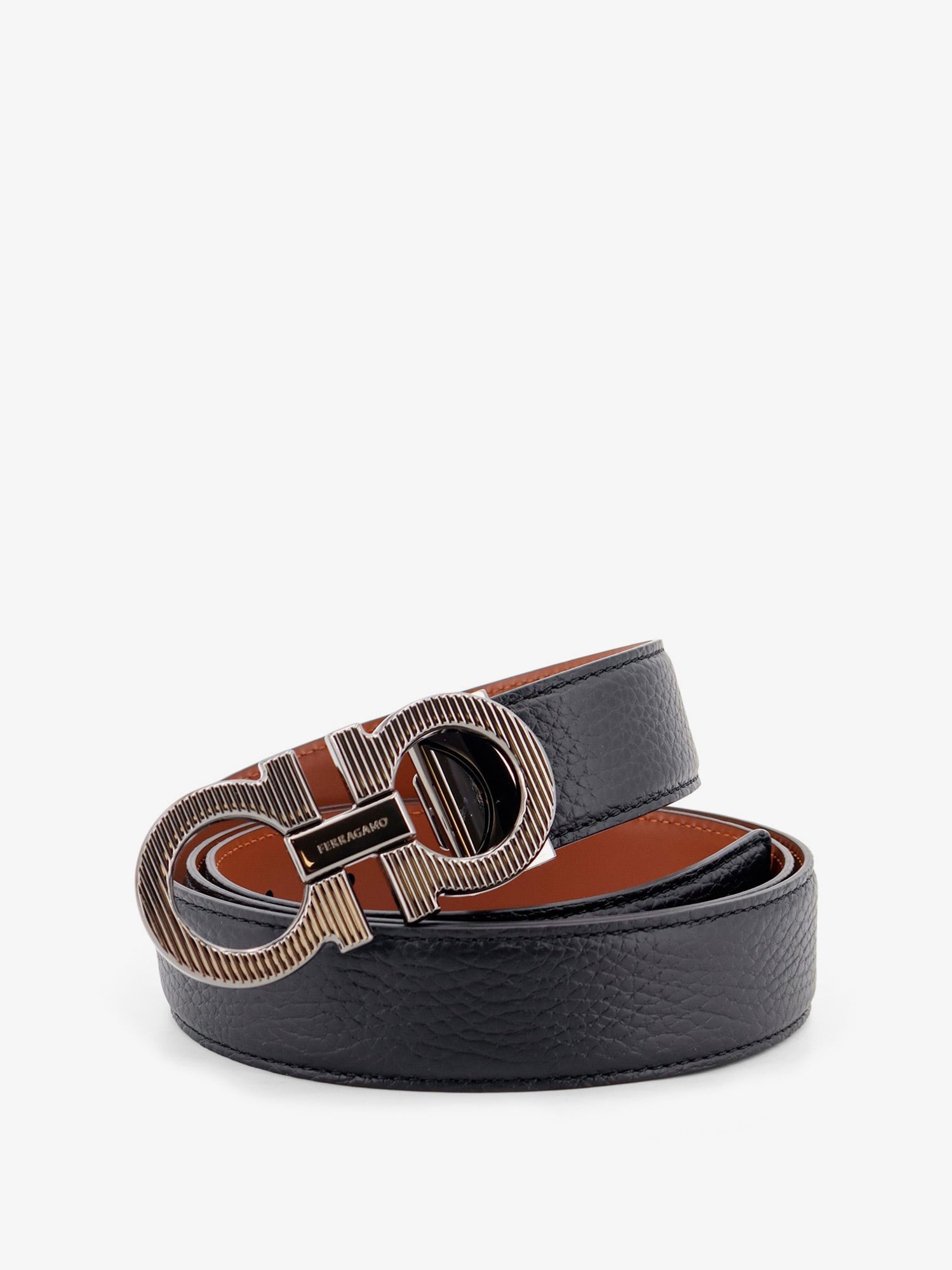 Ferragamo Men's Reversible Leather Gancini Belt Black