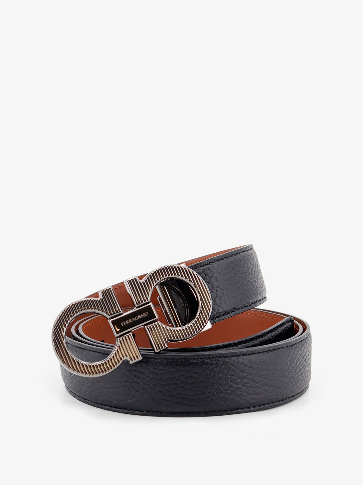 Ferragamo Men's Reversible Leather Gancini Belt Black, view 3