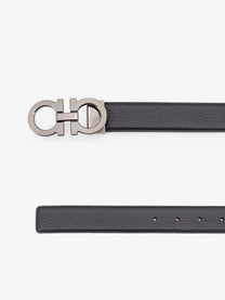 Ferragamo Men's Reversible Leather Gancini Belt Black