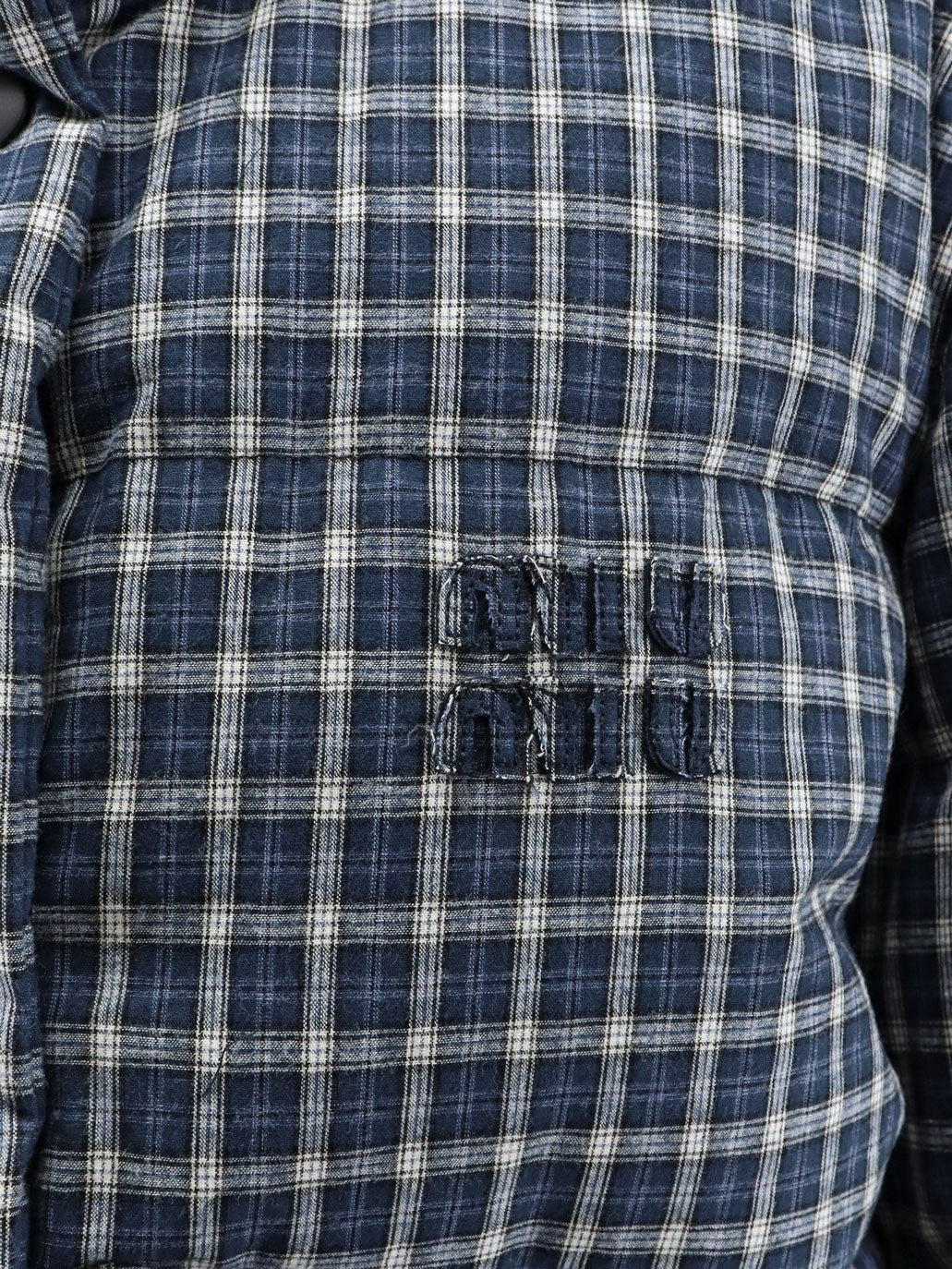 Miu Miu Women's Reversible Madras Flannel Down Jacket White