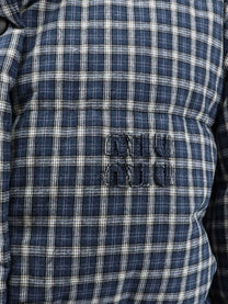 Miu Miu Women's Reversible Madras Flannel Down Jacket White