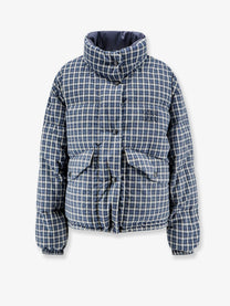 Miu Miu Women's Reversible Madras Flannel Down Jacket White