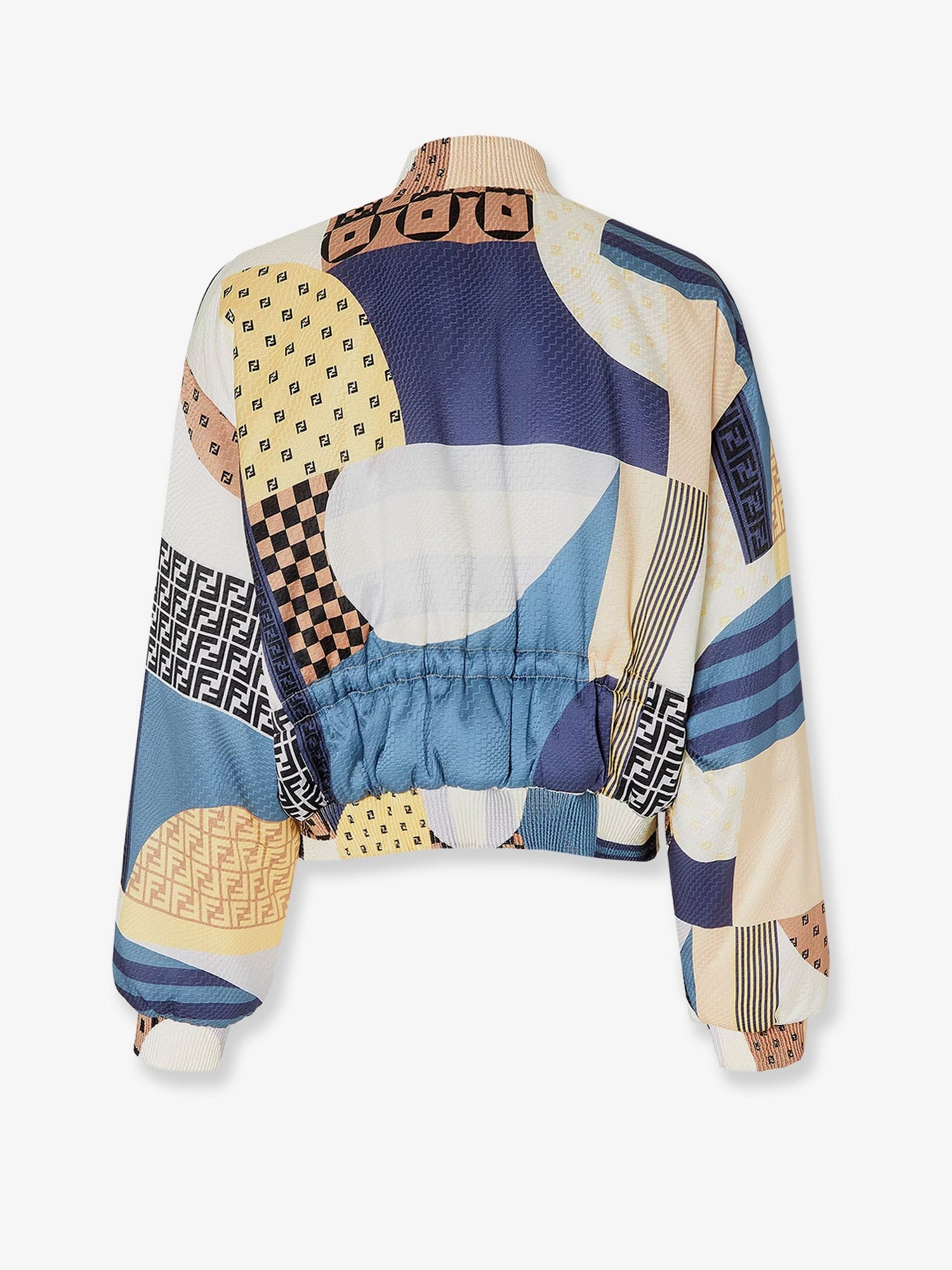 Fendi Women's Reversible Patchwork Silk Bomber Blue Fendi