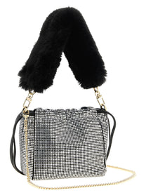 Pinko Rhinestone Bucket Bag Silver