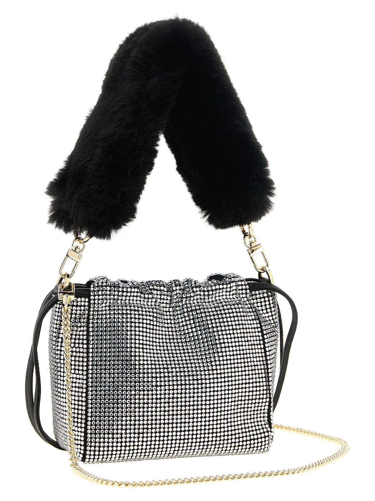 Pinko Rhinestone Bucket Bag Silver