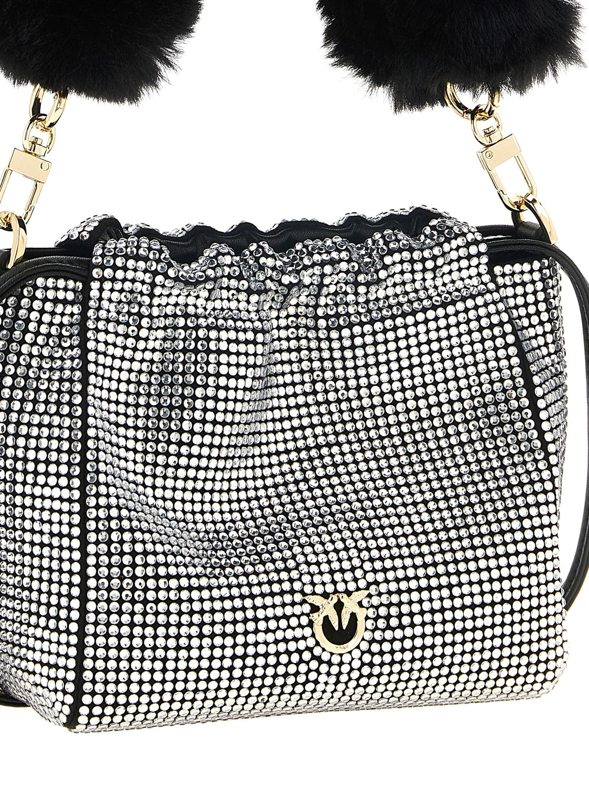 Pinko Rhinestone Bucket Bag Silver