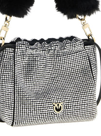 Pinko Rhinestone Bucket Bag Silver
