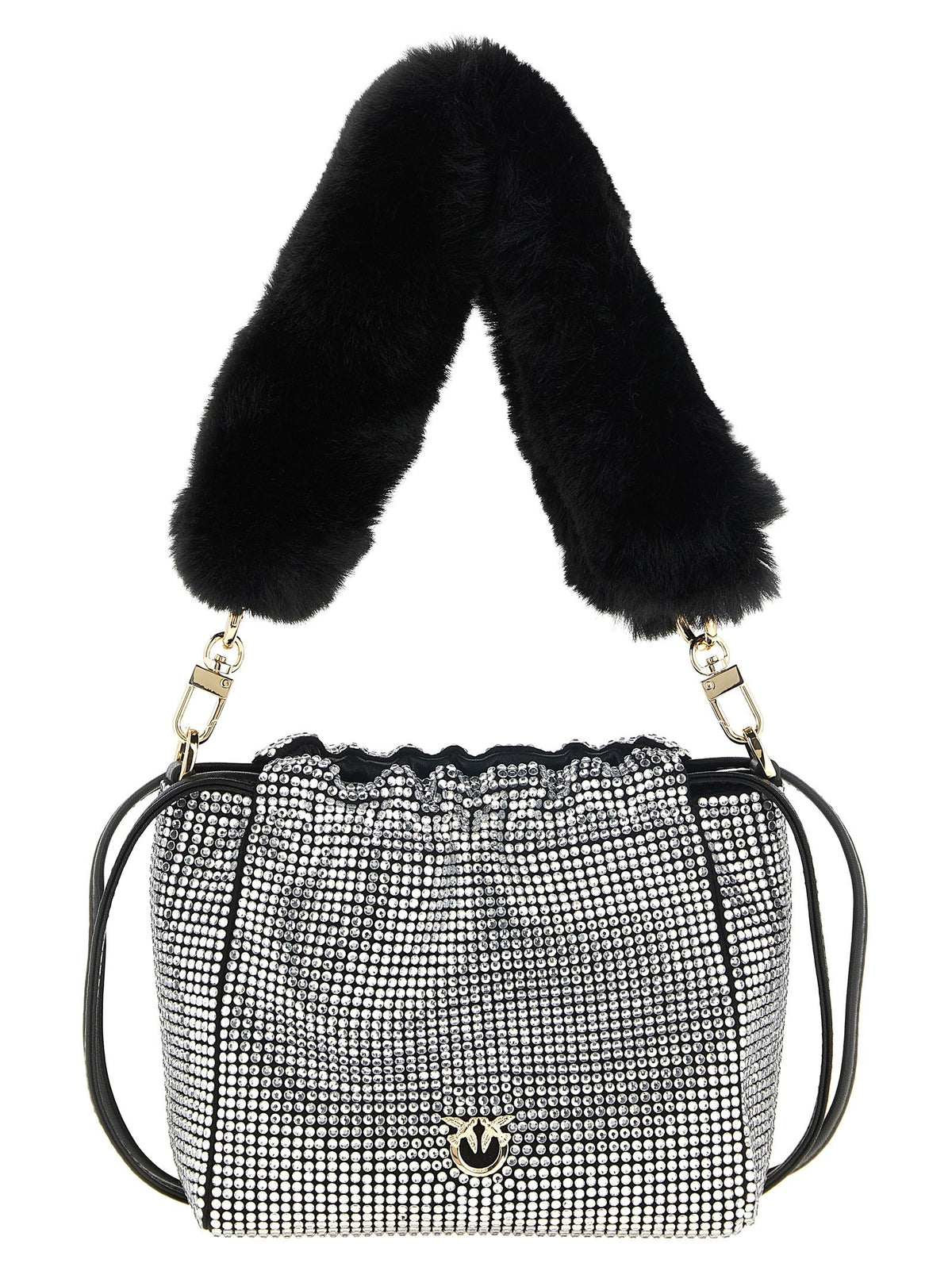 Pinko Rhinestone Bucket Bag Silver