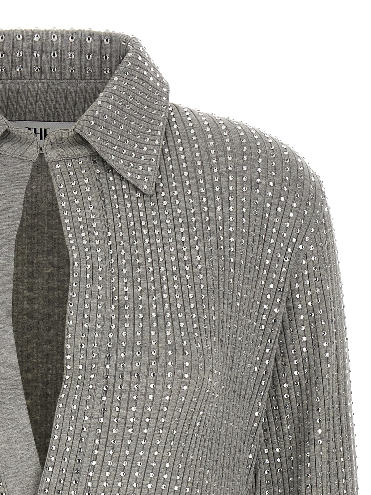 The Attico Rhinestone Dress Grey