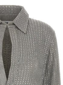 The Attico Rhinestone Dress Grey