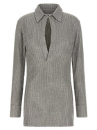 The Attico Rhinestone Dress Grey