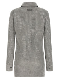 The Attico Rhinestone Dress Grey