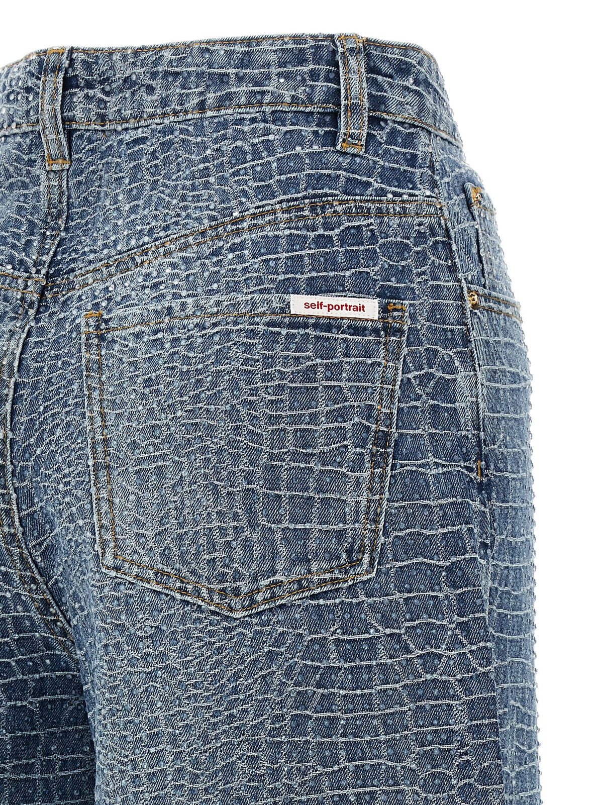 self-portrait Rhinestone Jeans Blue