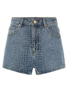 self-portrait Rhinestone Shorts Blue