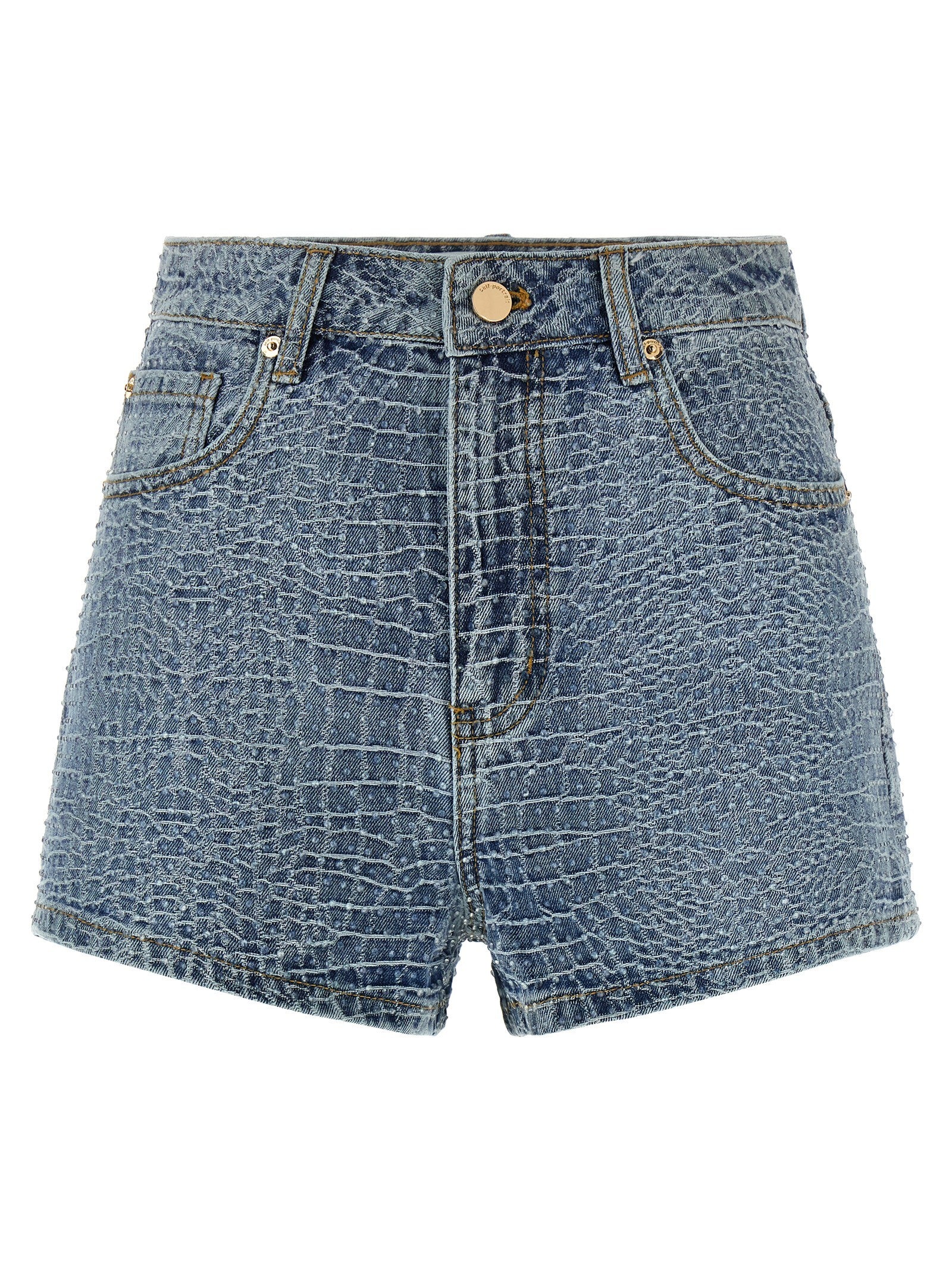 self-portrait Rhinestone Shorts Blue