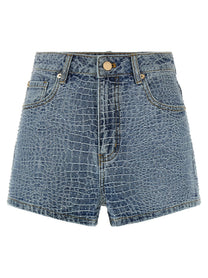 self-portrait Rhinestone Shorts Blue