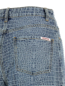 self-portrait Rhinestone Shorts Blue