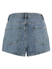 self-portrait Rhinestone Shorts Blue