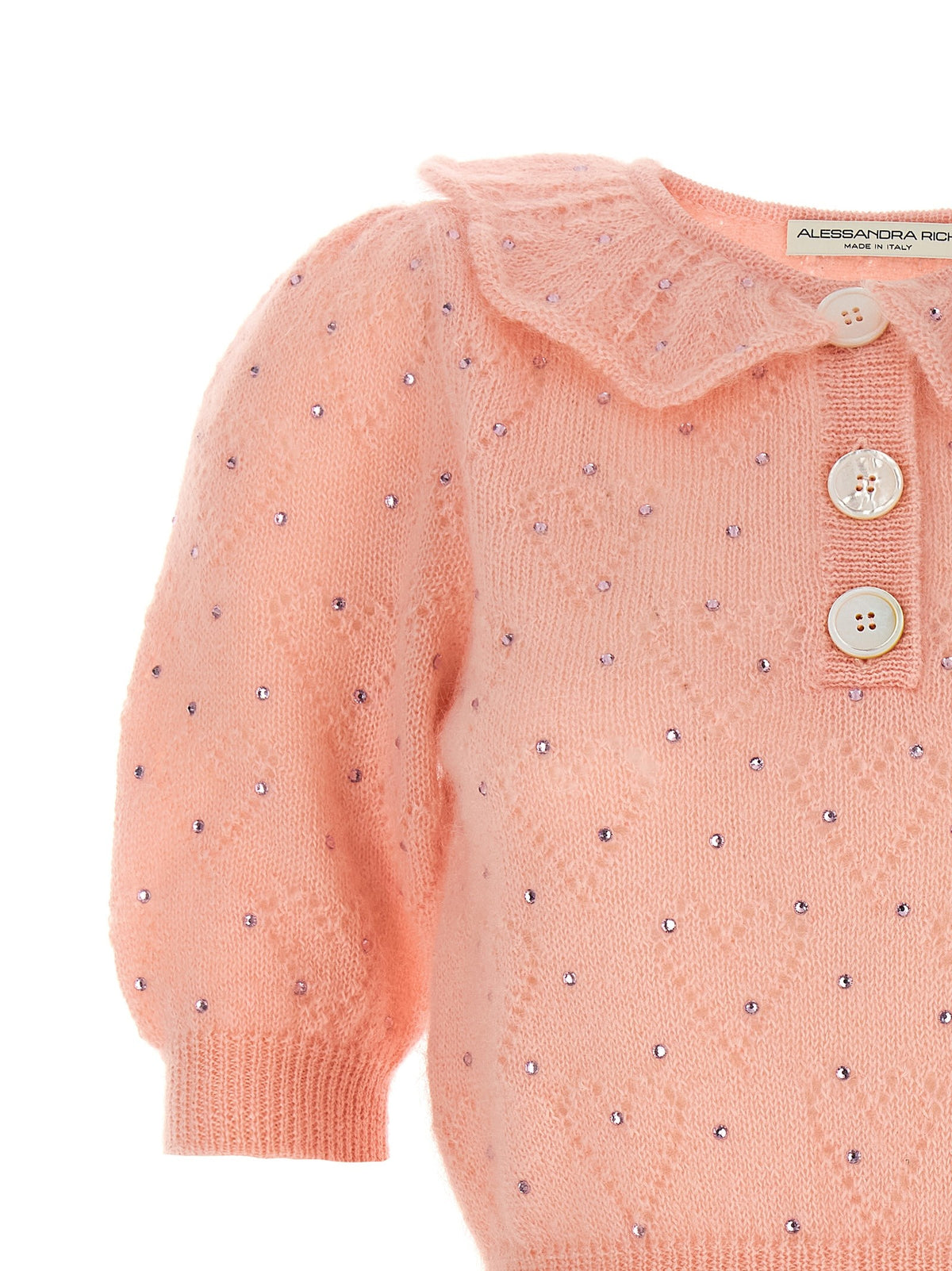 Alessandra Rich Rhinestone Sweater Blue