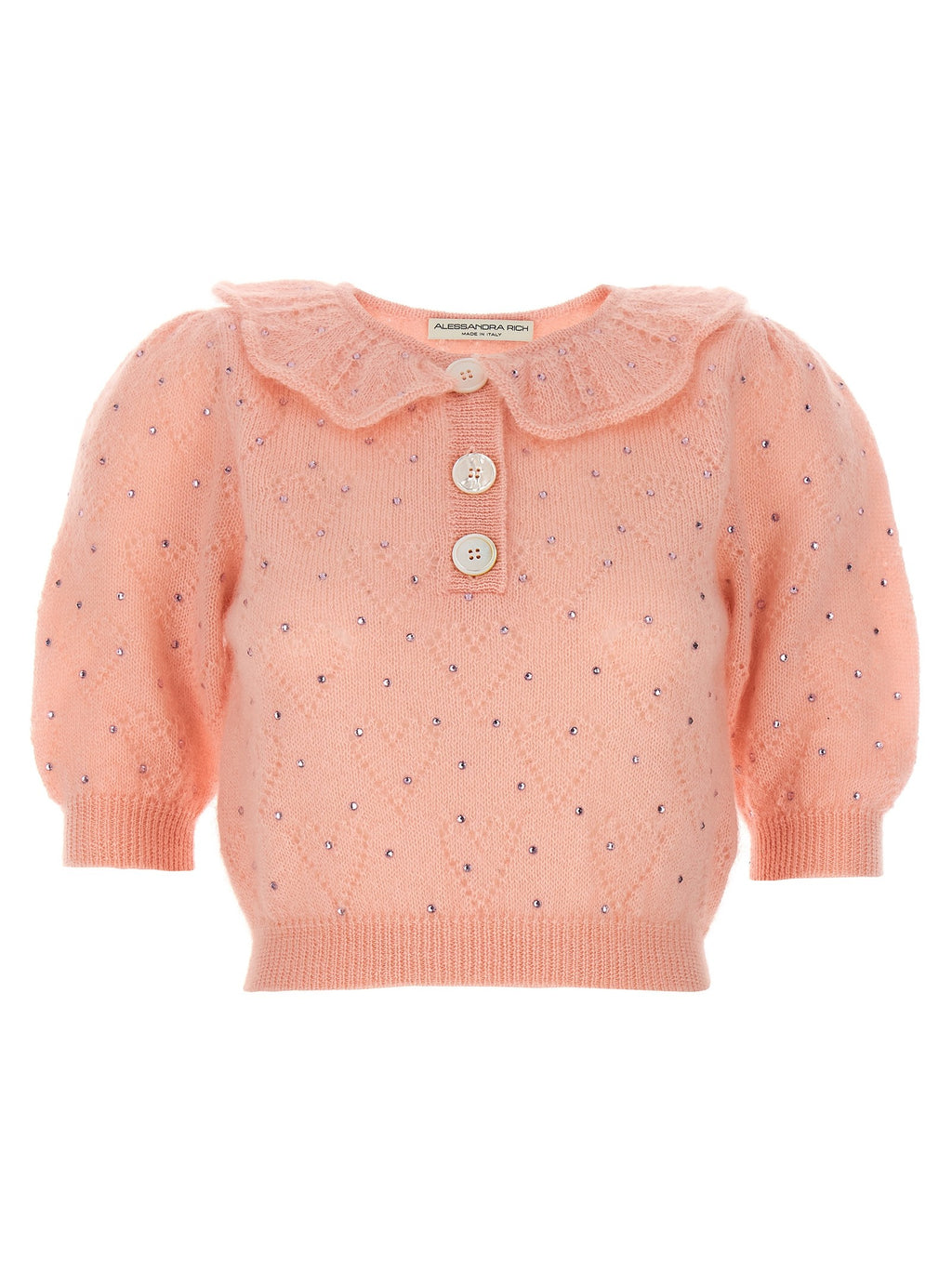 Alessandra Rich Rhinestone Sweater Blue