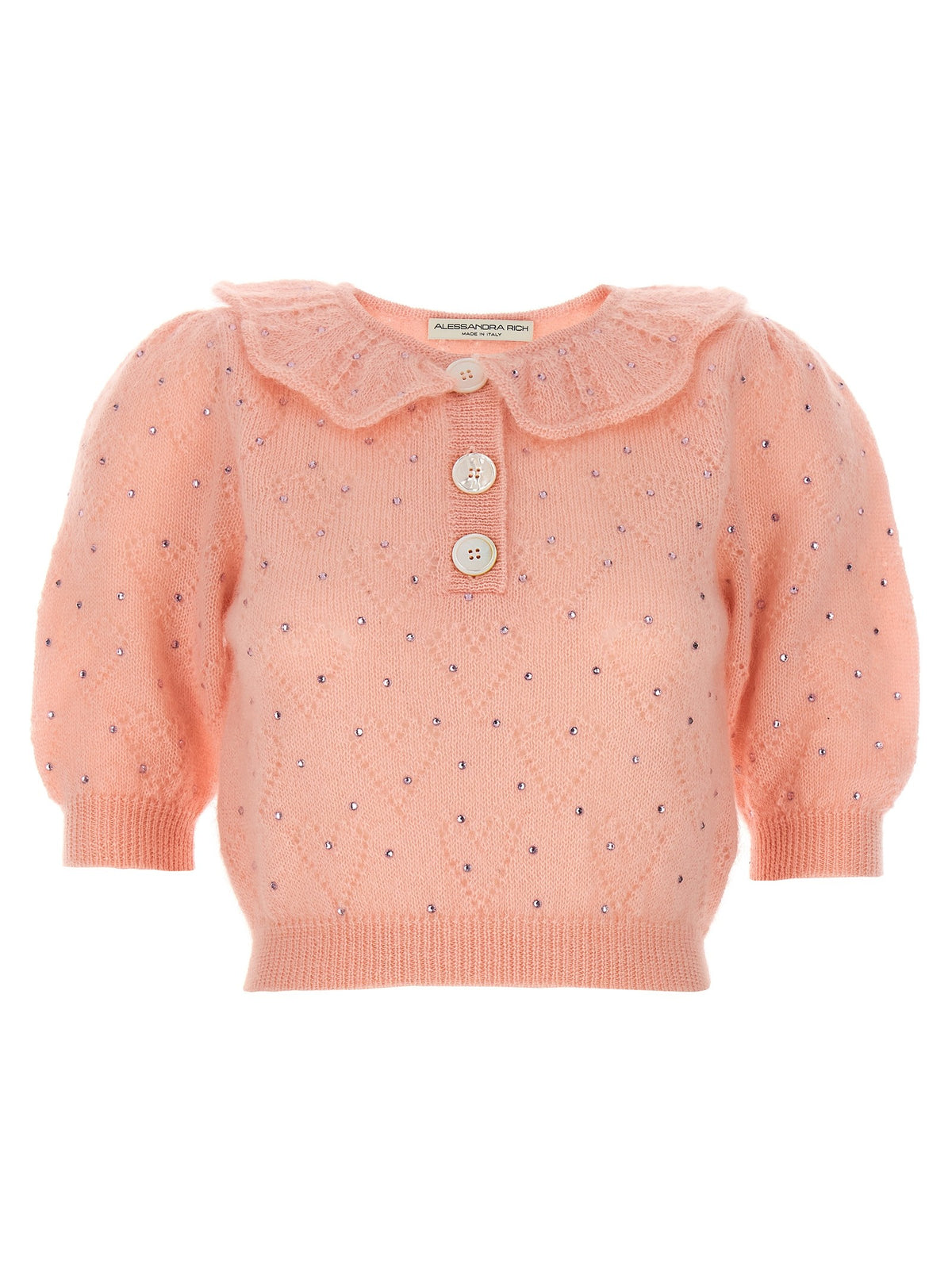 Alessandra Rich Rhinestone Sweater Blue