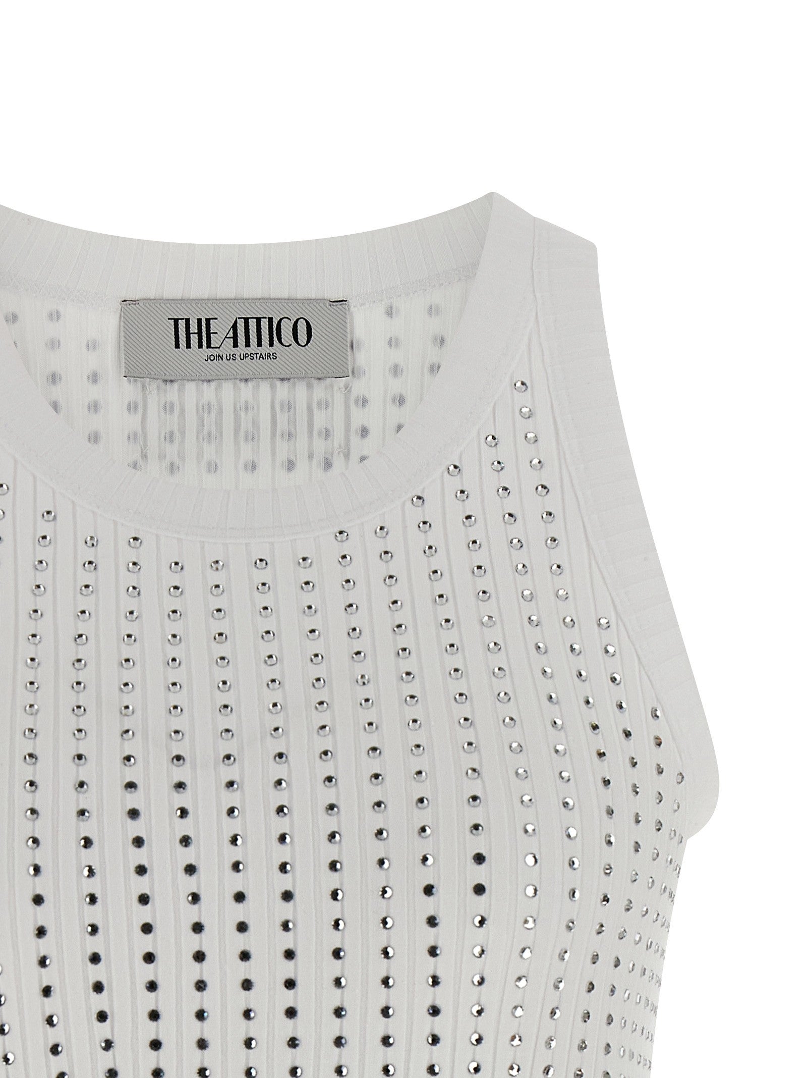 The Attico Rhinestone Tank Top White