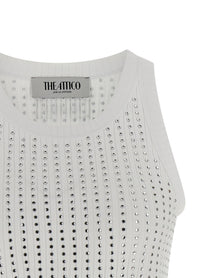 The Attico Rhinestone Tank Top White