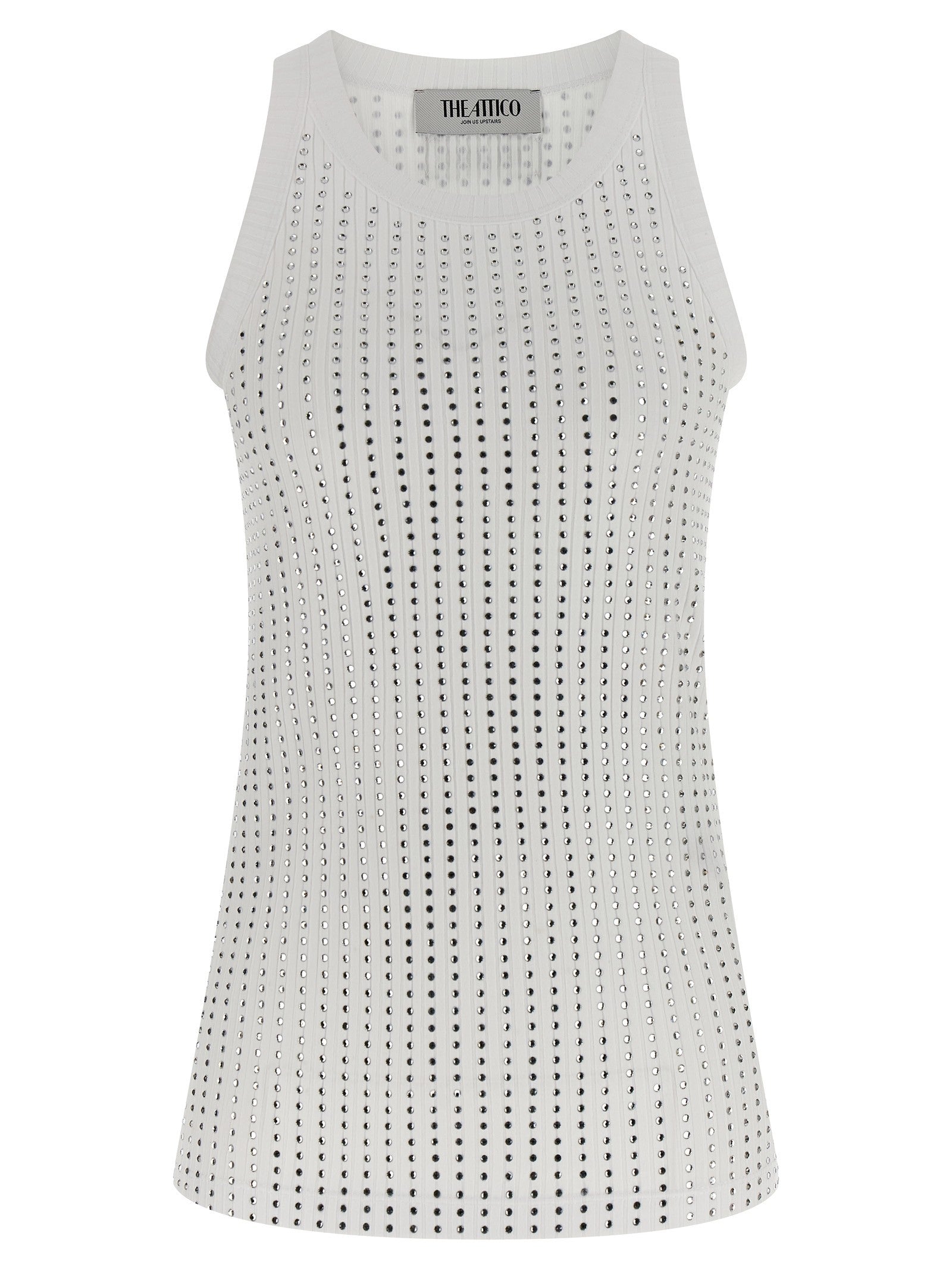 The Attico Rhinestone Tank Top White