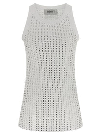 The Attico Rhinestone Tank Top White