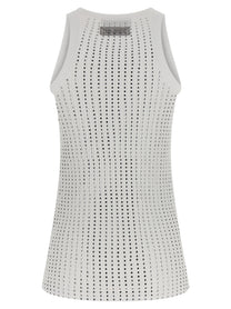 The Attico Rhinestone Tank Top White