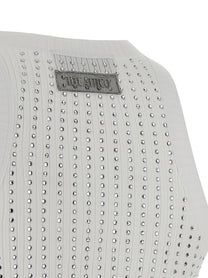 The Attico Rhinestone Tank Top White