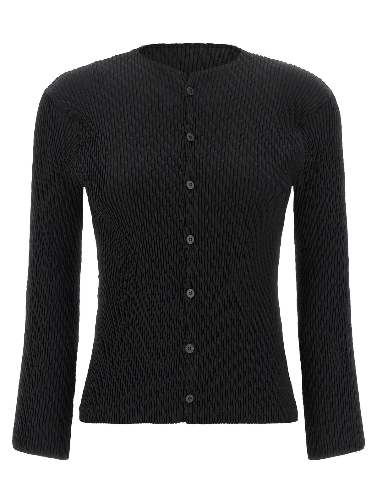 ISSEY MIYAKE Rhombus Pleats Cardigan Black