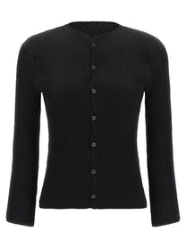 ISSEY MIYAKE Rhombus Pleats Cardigan Black