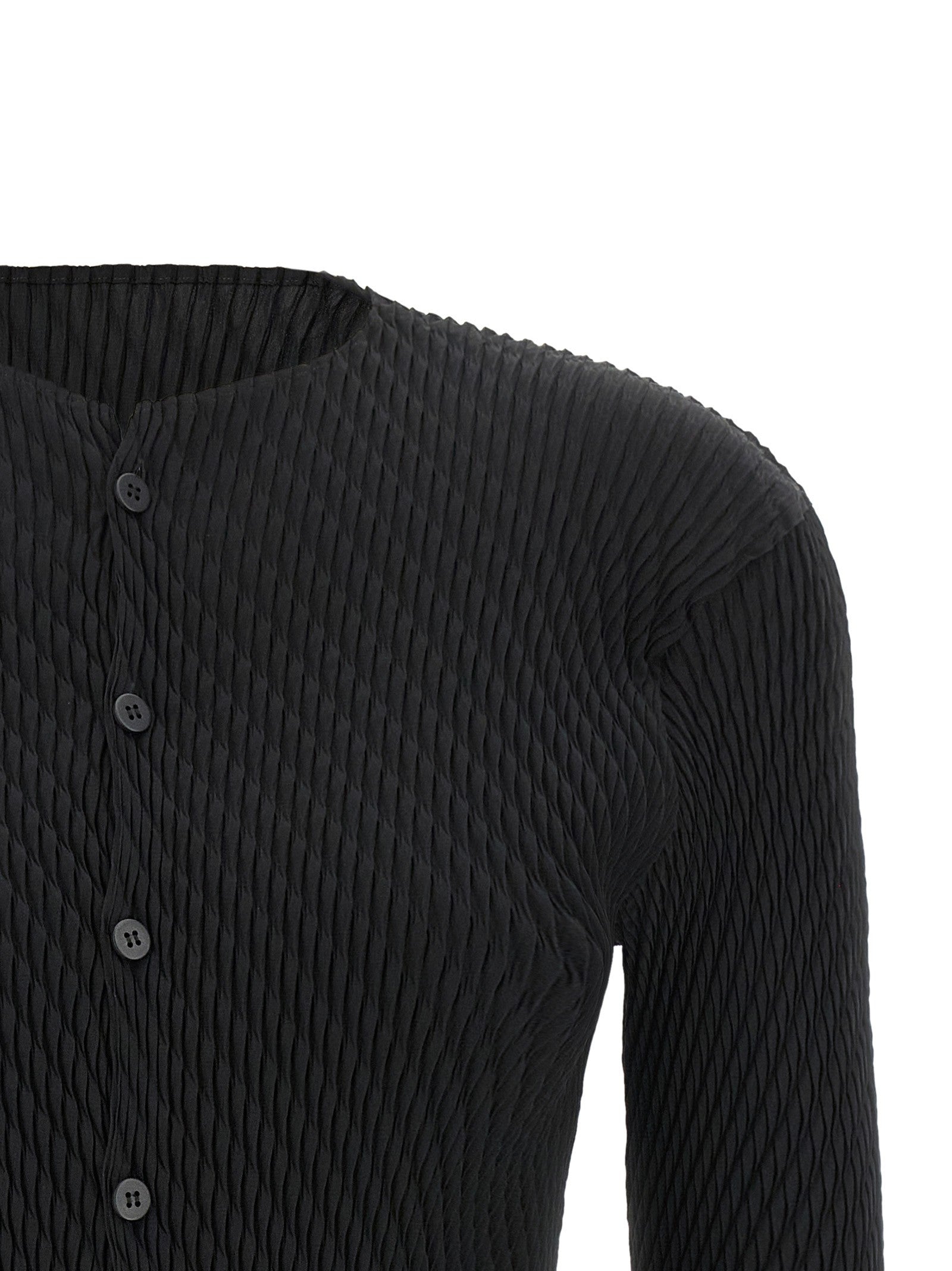ISSEY MIYAKE Rhombus Pleats Cardigan Black