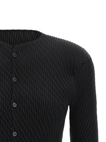 ISSEY MIYAKE Rhombus Pleats Cardigan Black