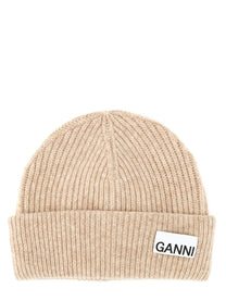 Ganni Women's Ribbed Beanie Hat Beige