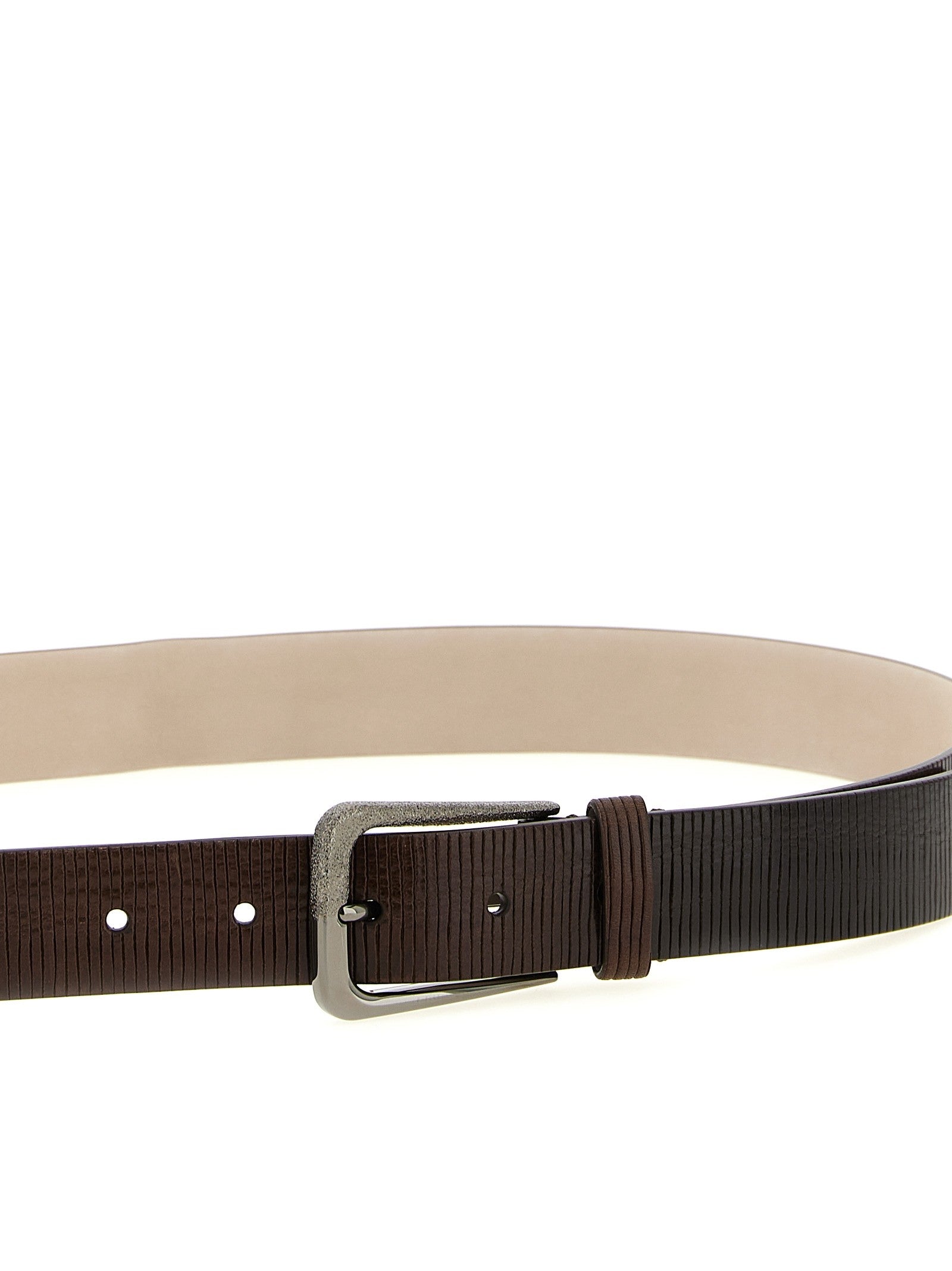 Brunello Cucinelli Ribbed Belt Brown