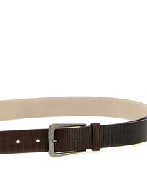 Brunello Cucinelli Ribbed Belt Brown