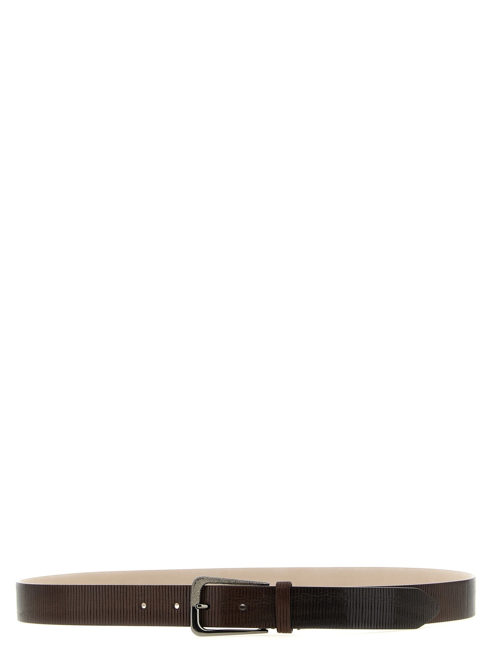 Brunello Cucinelli Ribbed Belt Brown