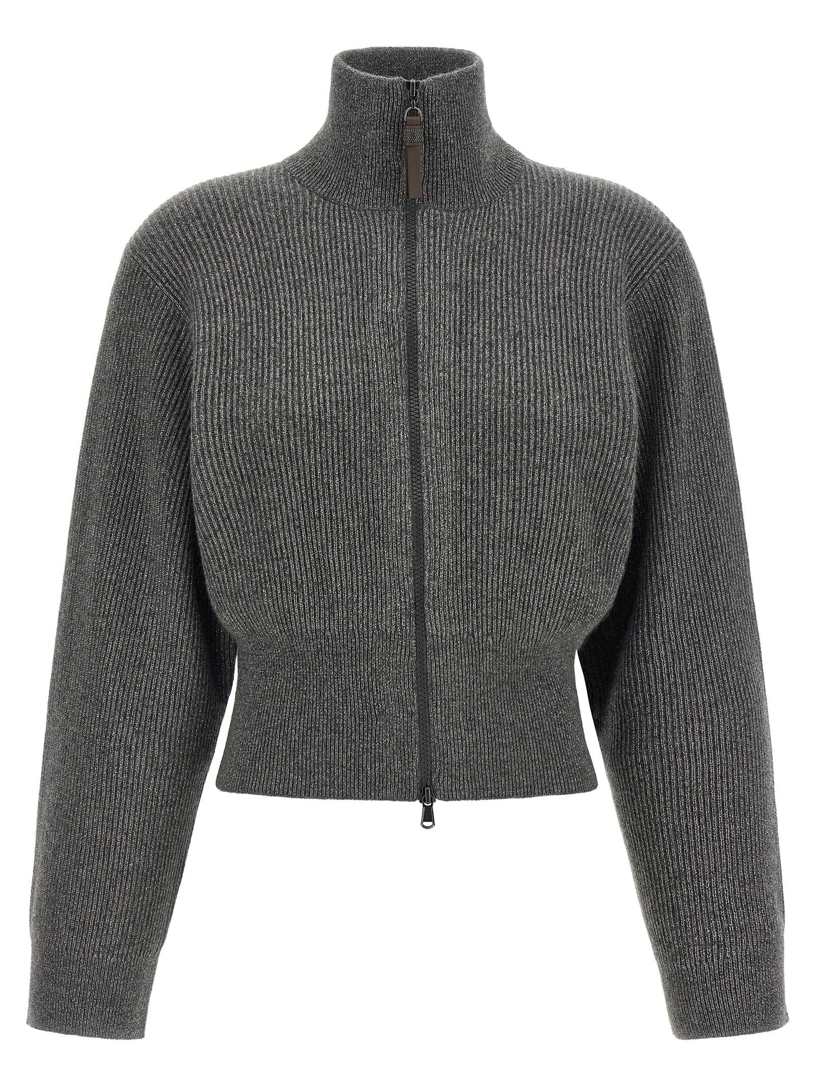 Brunello Cucinelli Ribbed Cardigan Grey