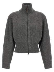 Brunello Cucinelli Ribbed Cardigan Grey