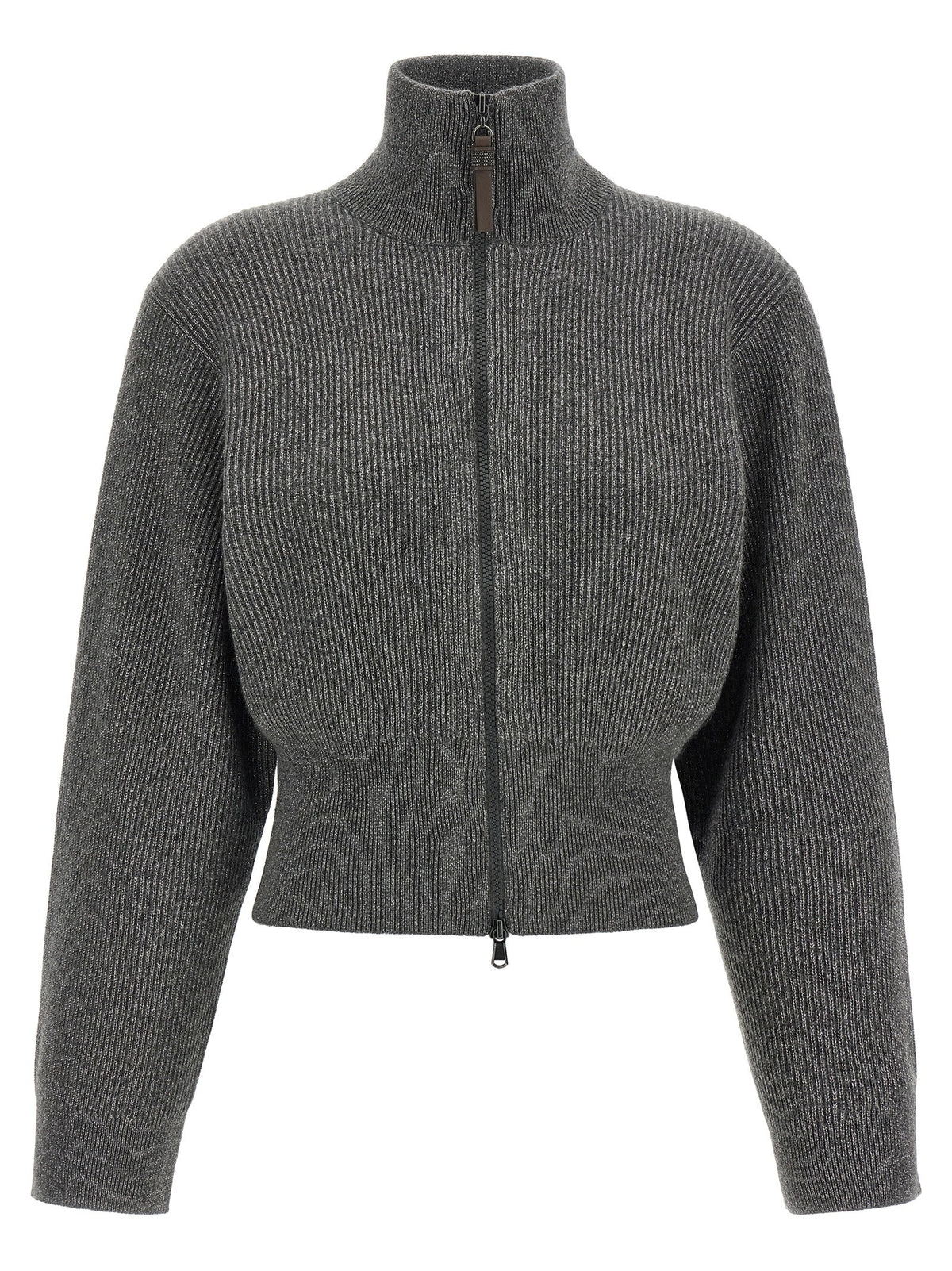 Brunello Cucinelli Ribbed Cardigan Grey