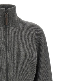 Brunello Cucinelli Ribbed Cardigan Grey